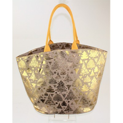 9225 - GOLD TREES PRINT DESIGN CANVAS TOTE